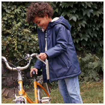 Jungen Regenjacke mit Kapuze & Teddyfleece-Futter - nachtblau